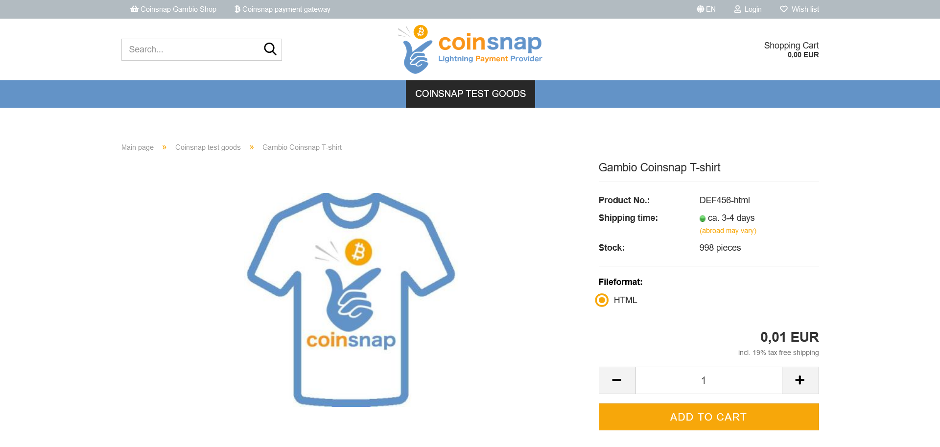 Choose any good and add it to Shopping Cart
