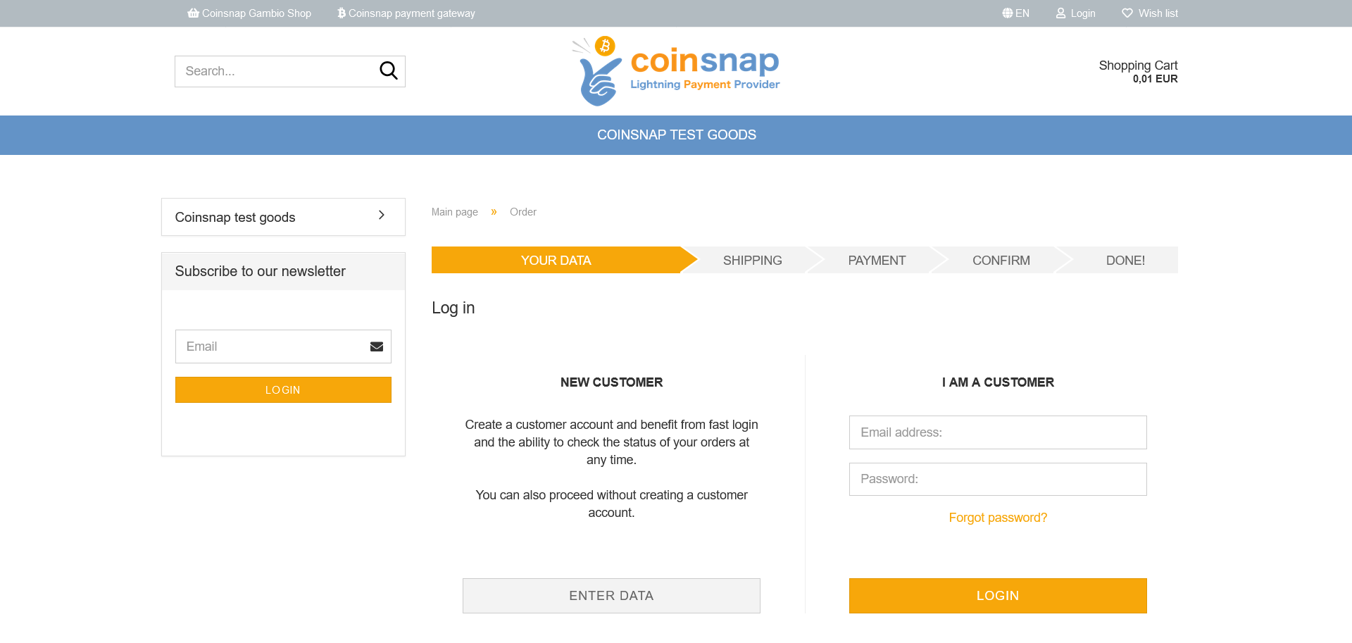 Go to checkout. Login or register in Gambio shop
