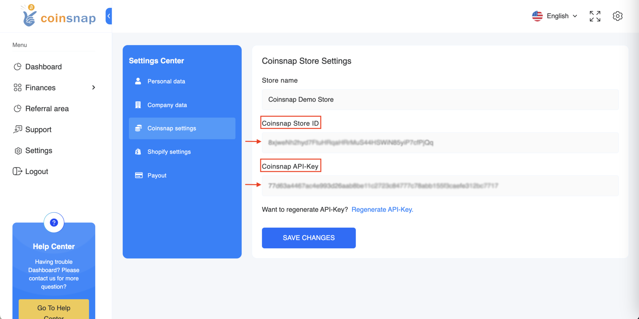Connect website with Coinsnap